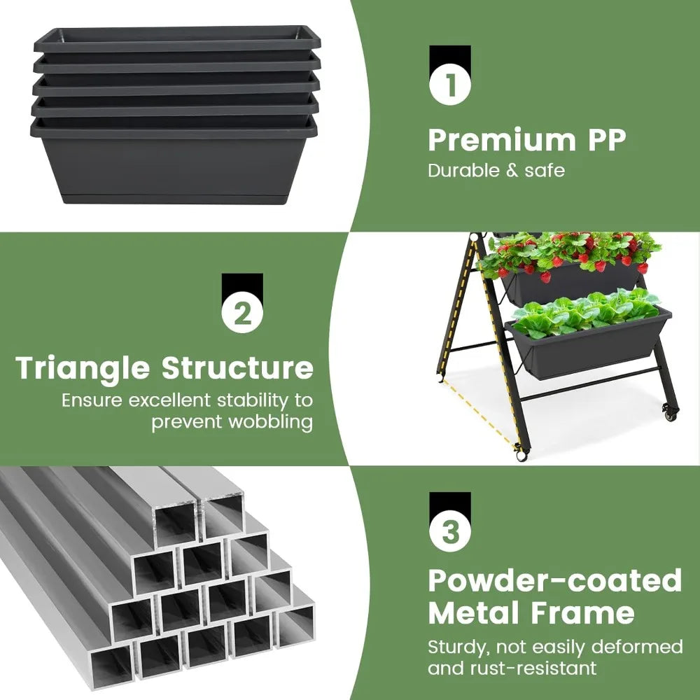 Giantex Vertical Raised Garden Bed on Wheels with 5 Containers
