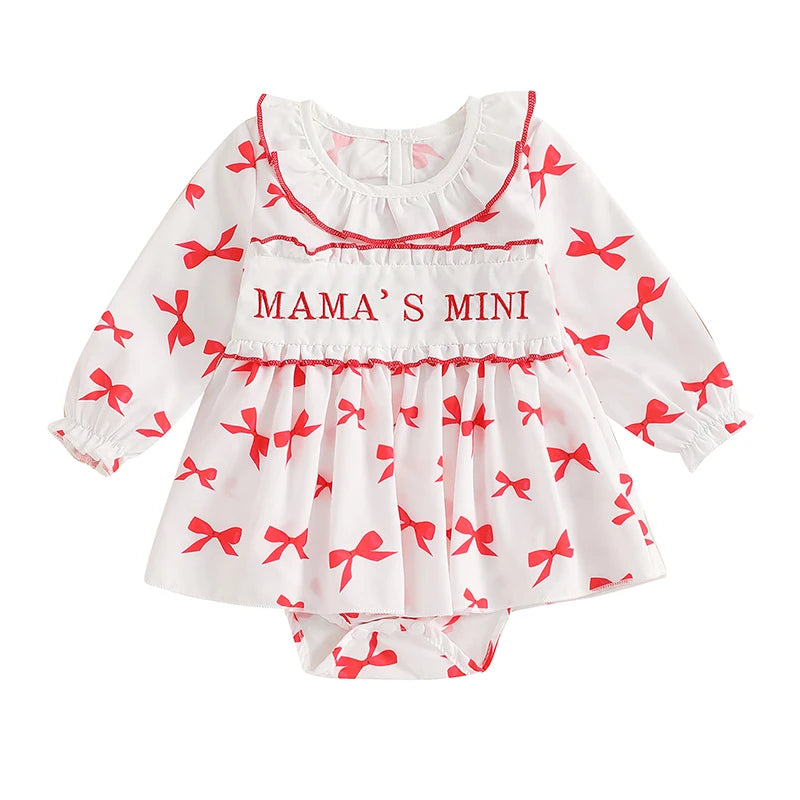 Adorable Toddler Autumn Floral Embroidered Bow Romper