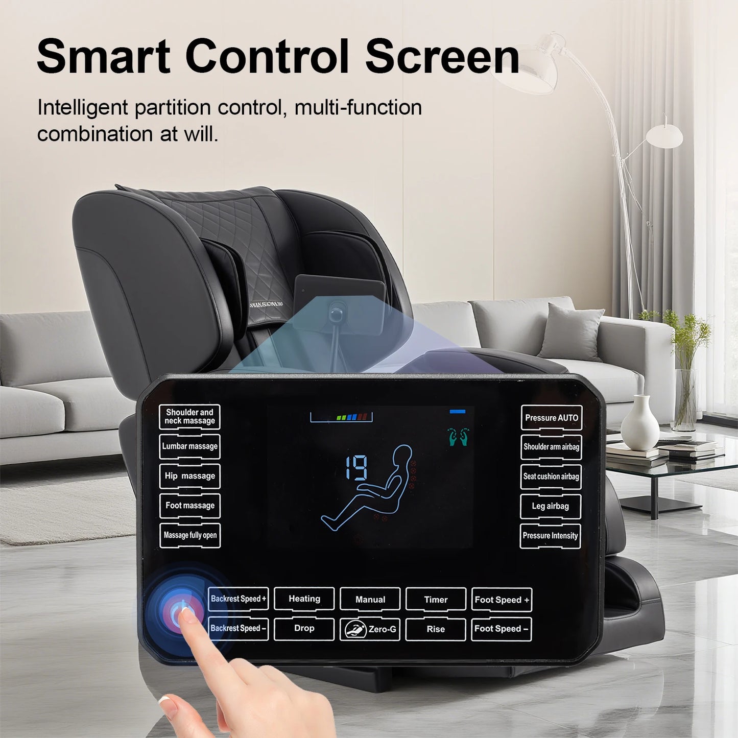 IOWNREALU Zero Gravity Full Body Massage Chair With Foot Massage And Touchscreen