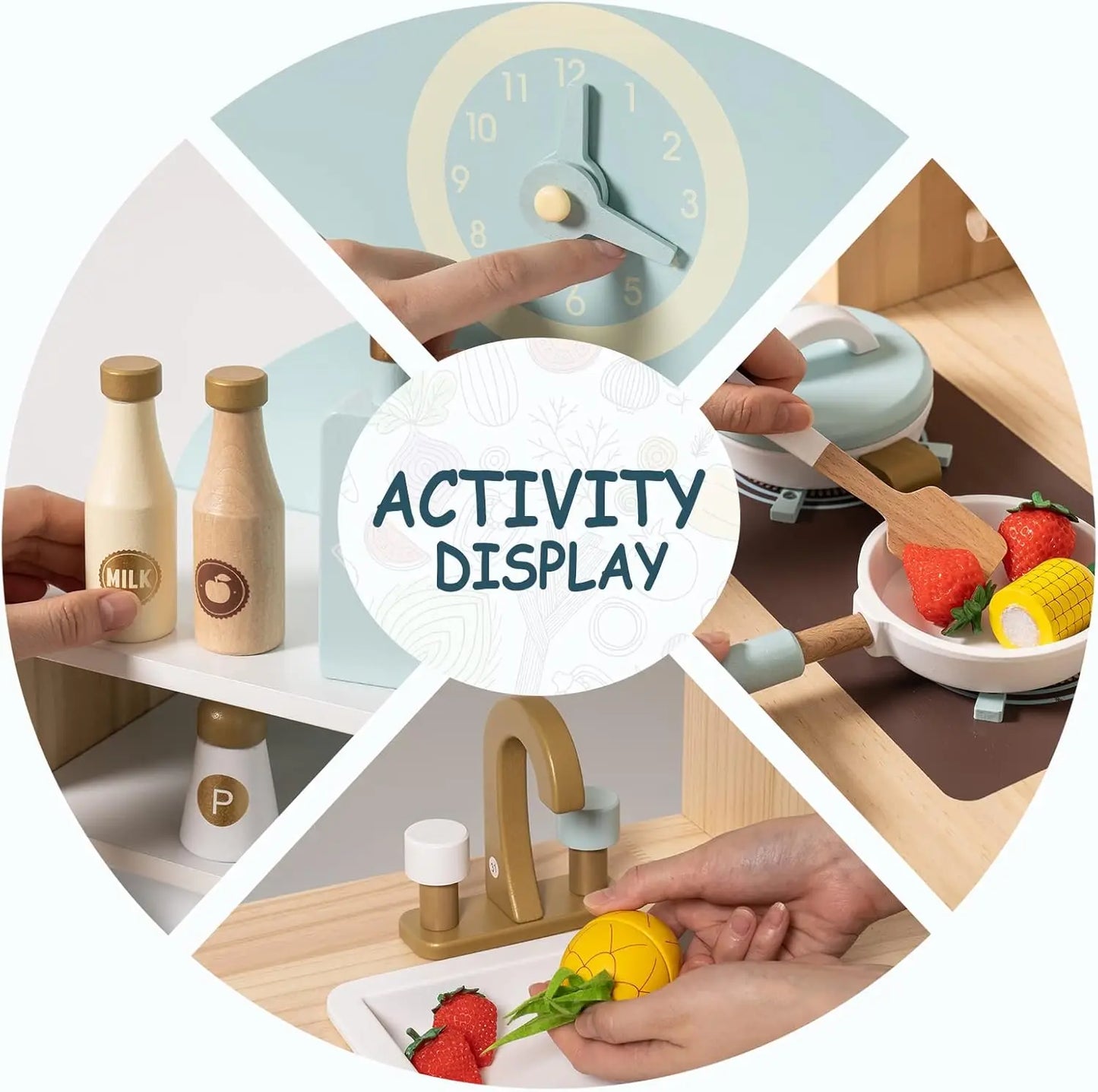 Robotime Robud Wooden Kitchen Playset For Kids With Realistic Features