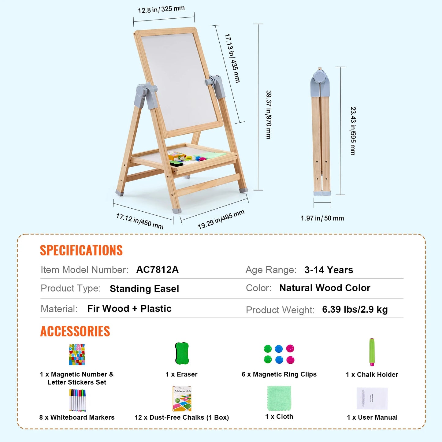 SucceBuy Standing Magnetic Drawing Board WordPad Art Easel for Kids