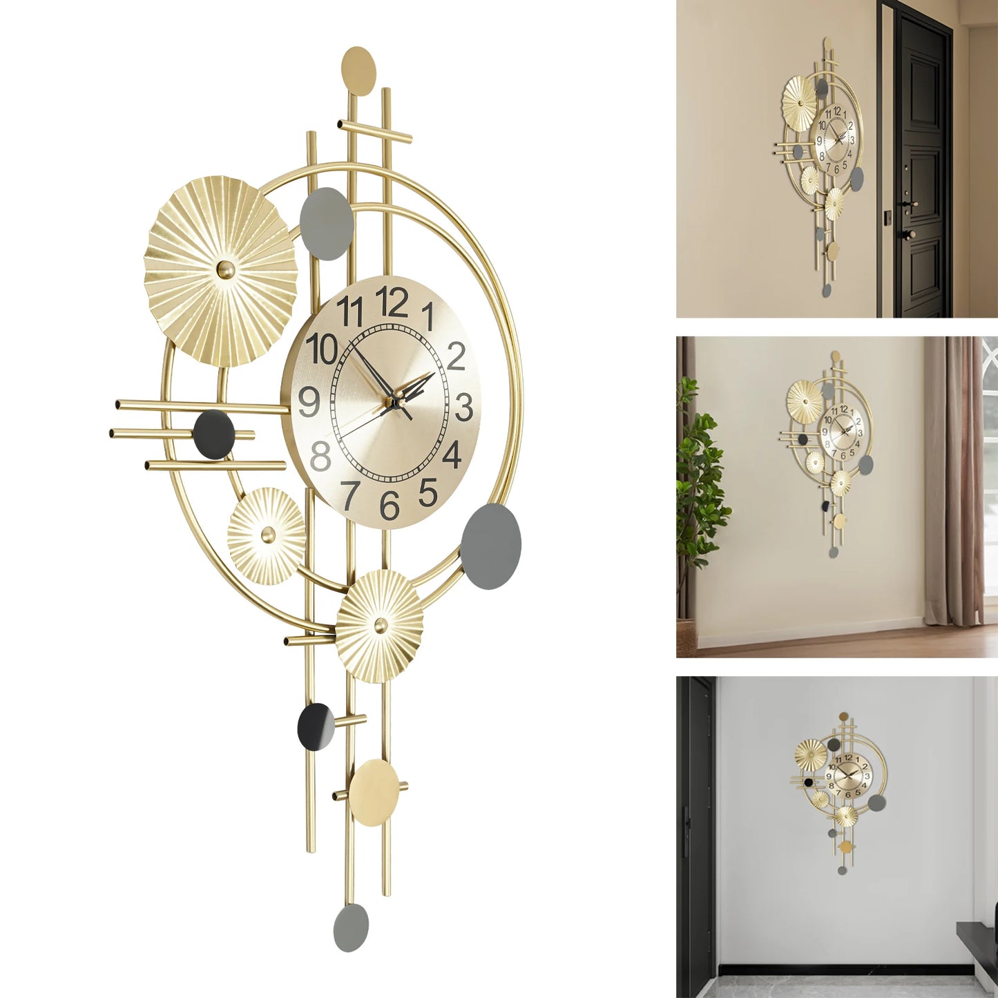Decorative Wall Clock Silent Non Ticking Modern Finish For Living Room