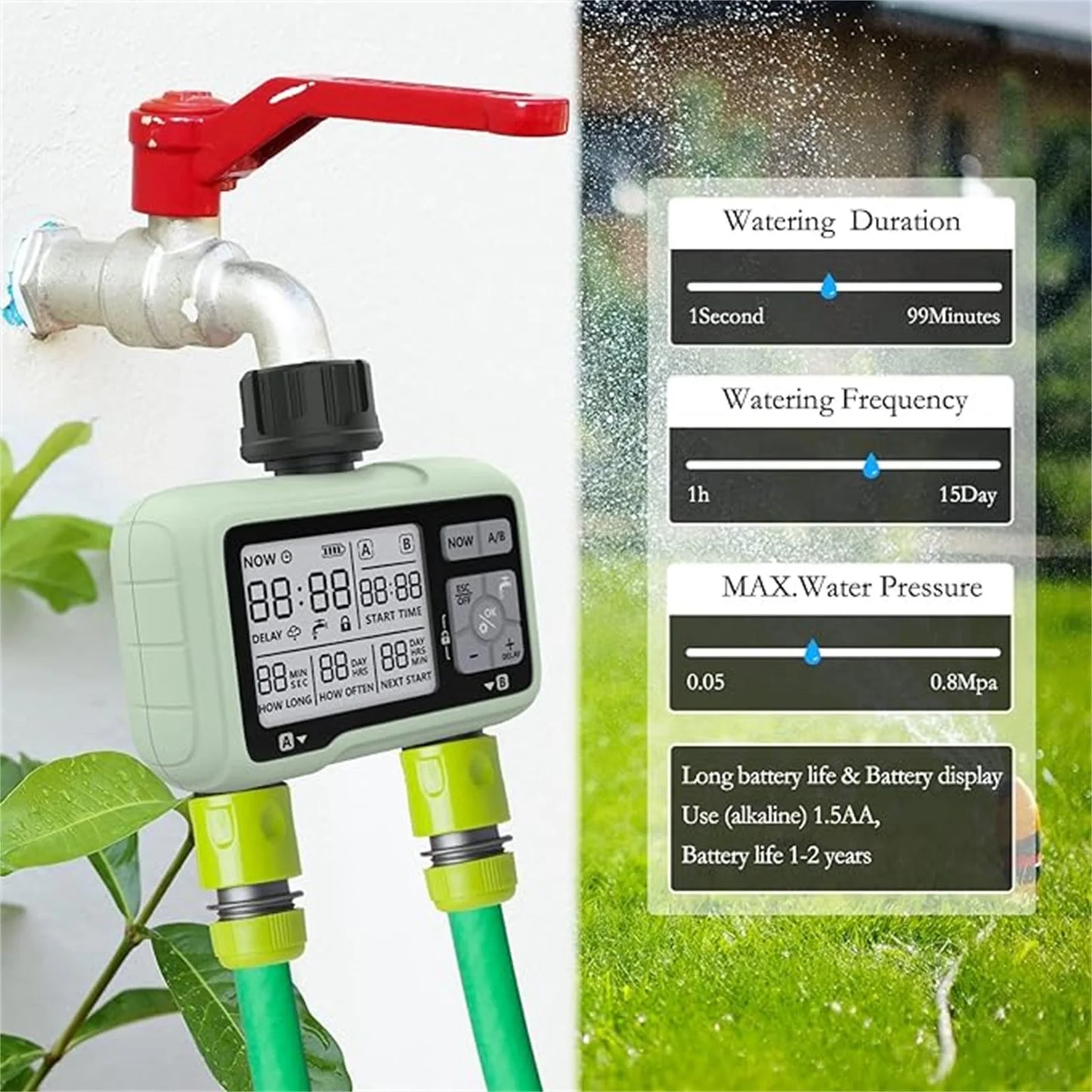Eshico HCT-326 Dual Outlet Water Timer for Smart Irrigation