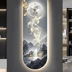 Modern 3D Wall Clock Art with LED Light for Home Decor