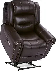 Nut Brown Lay Flat Power Lift Recliner With Heat Massage