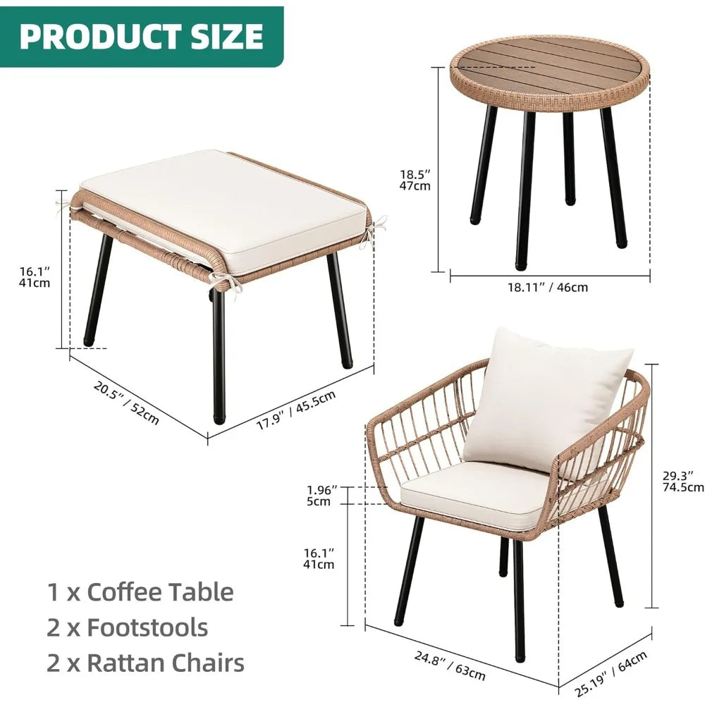 5-Piece All-Weather Outdoor Wicker Furniture Set