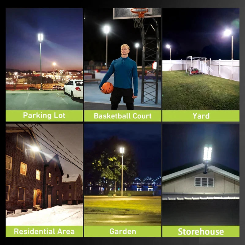 2 Pack Solar IP66 Waterproof 4000W LED Flood Light Remote