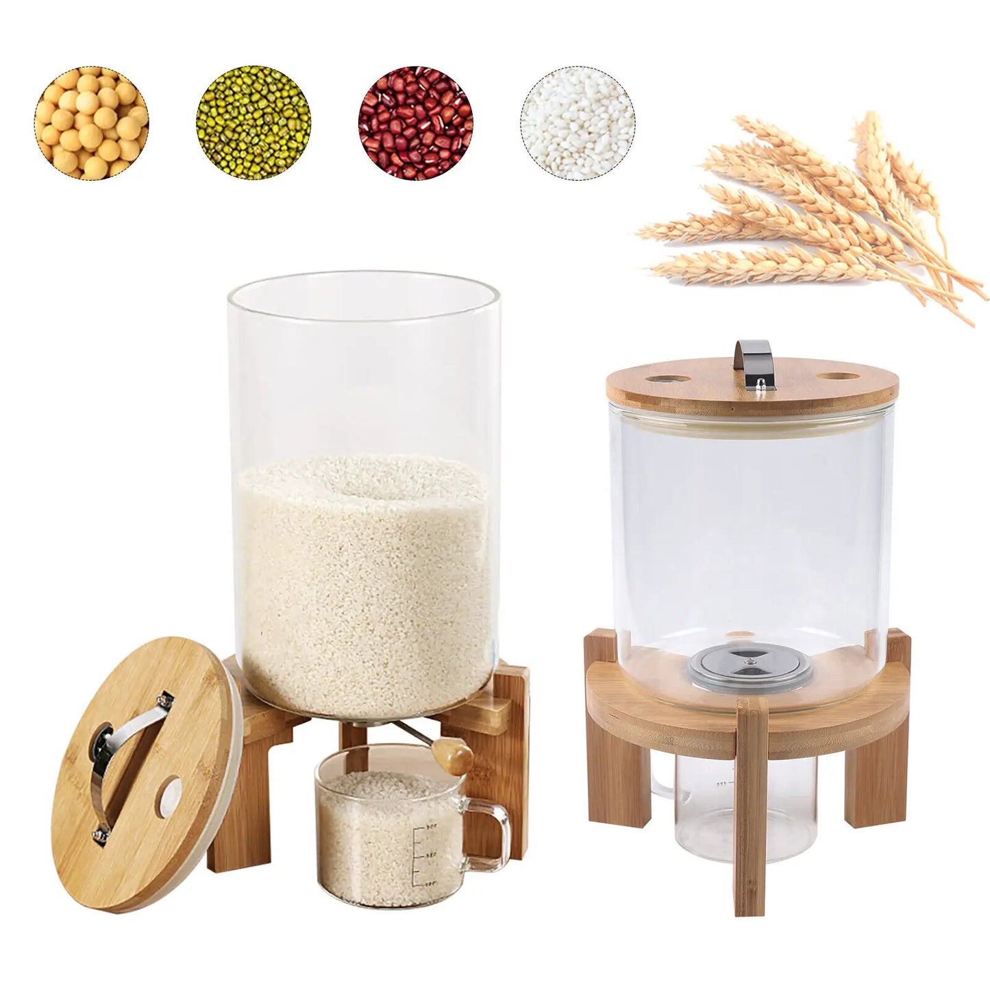 Hign-concerned Glass Rice Dispenser And Cereal Storage Container For Kitchen