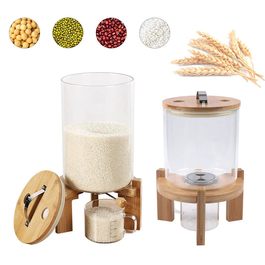 Hign-concerned Glass Rice Dispenser And Cereal Storage Container For Kitchen