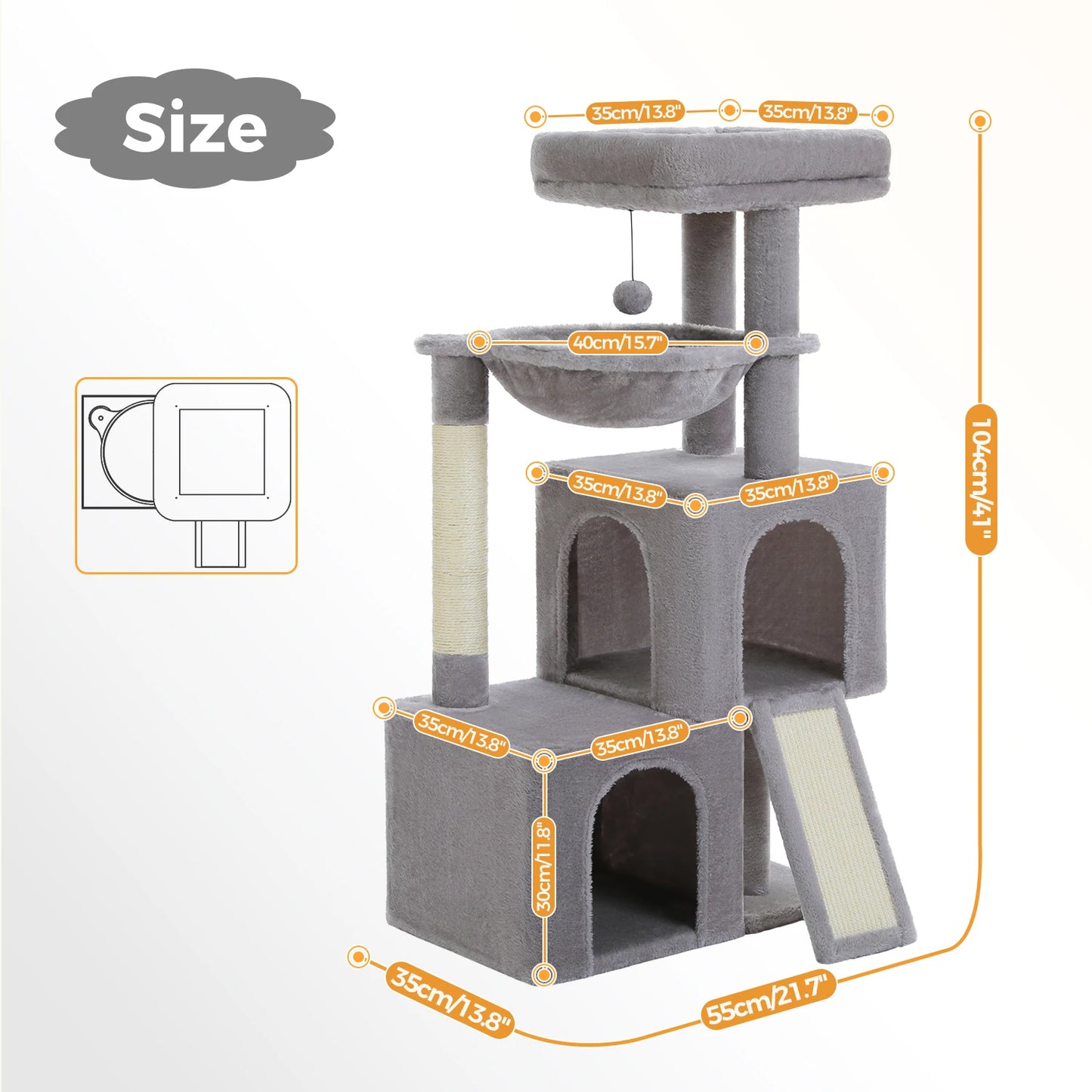 Large Multi-Level Cat Tree with Spacious Condos and Toys