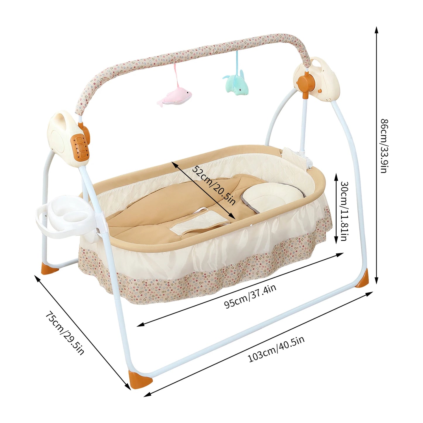 Electric Foldable Baby Cradle With Music Dual Control Swing