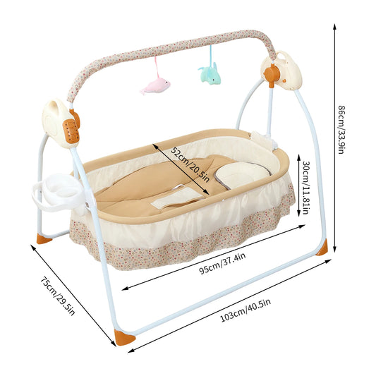 Electric Foldable Baby Cradle With Music Dual Control Swing