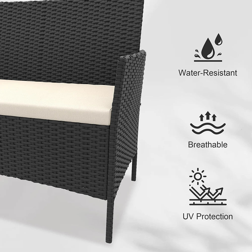HiMISS 4-Piece PE Rattan Patio Set Outdoor Garden Table Chairs