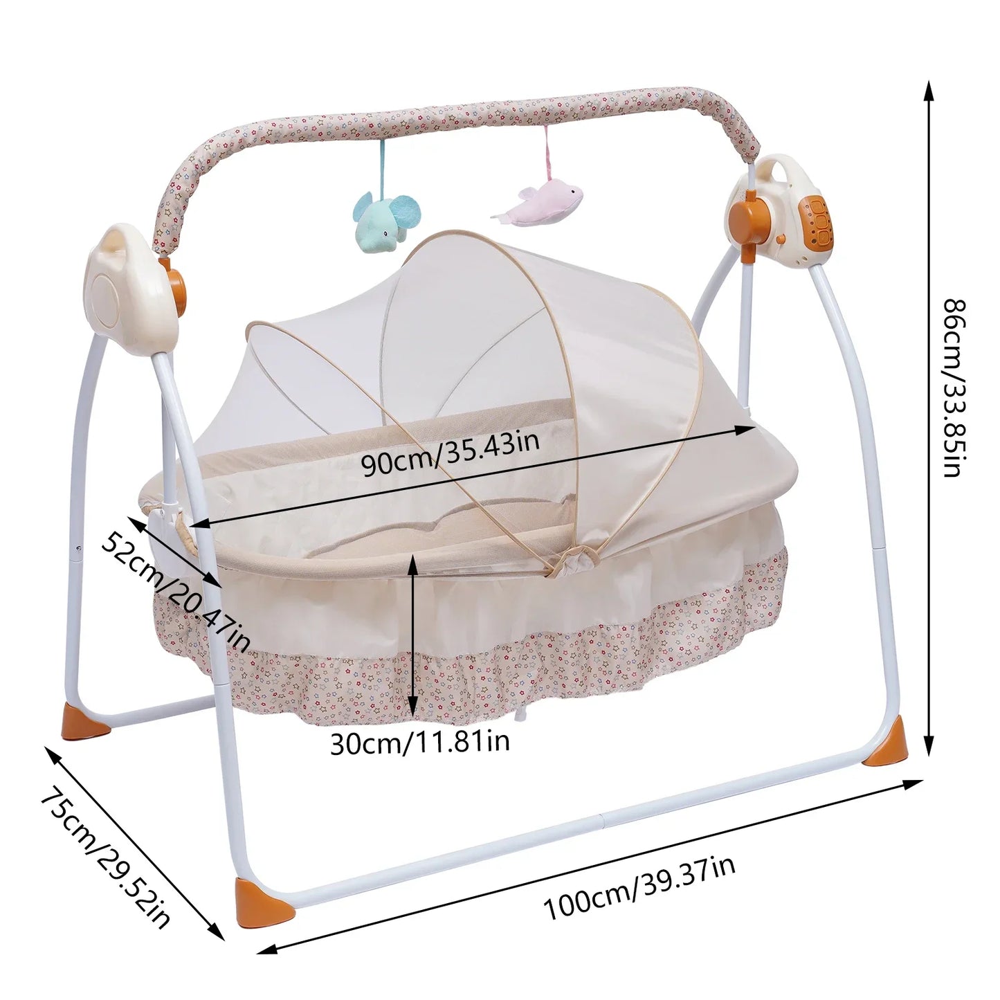 Baby Cradle Swing Bed With Auto Rocking Soothing Music