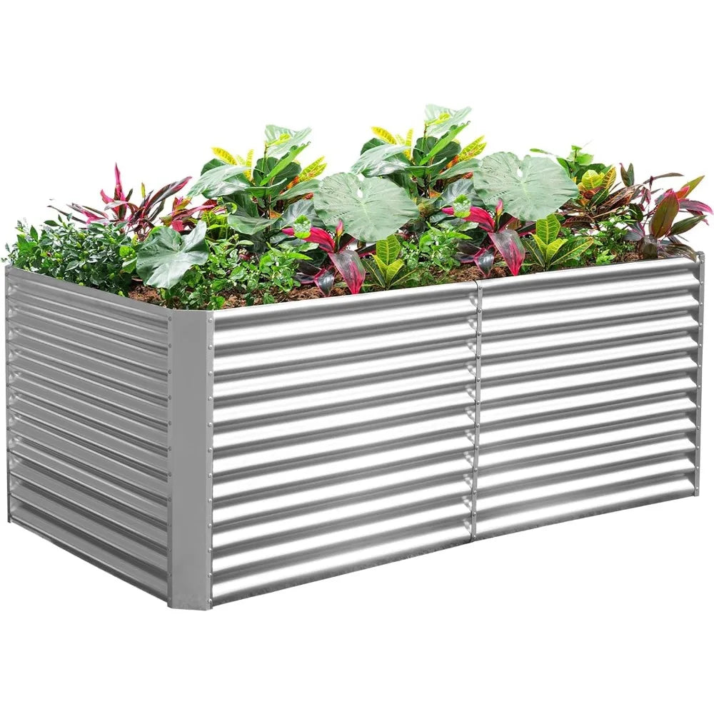 Land Guard 8x4x3ft Galvanized Raised Garden Bed 36 Inch Tall