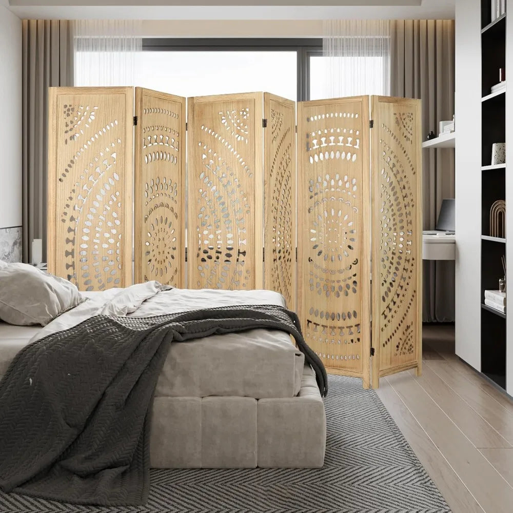 Babion 6 Panel Wood Room Divider Folding Privacy Screen