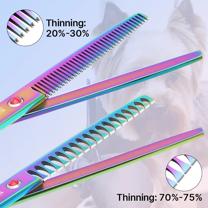 Fenice Rainbow Black Dog Grooming Scissors Shears Set