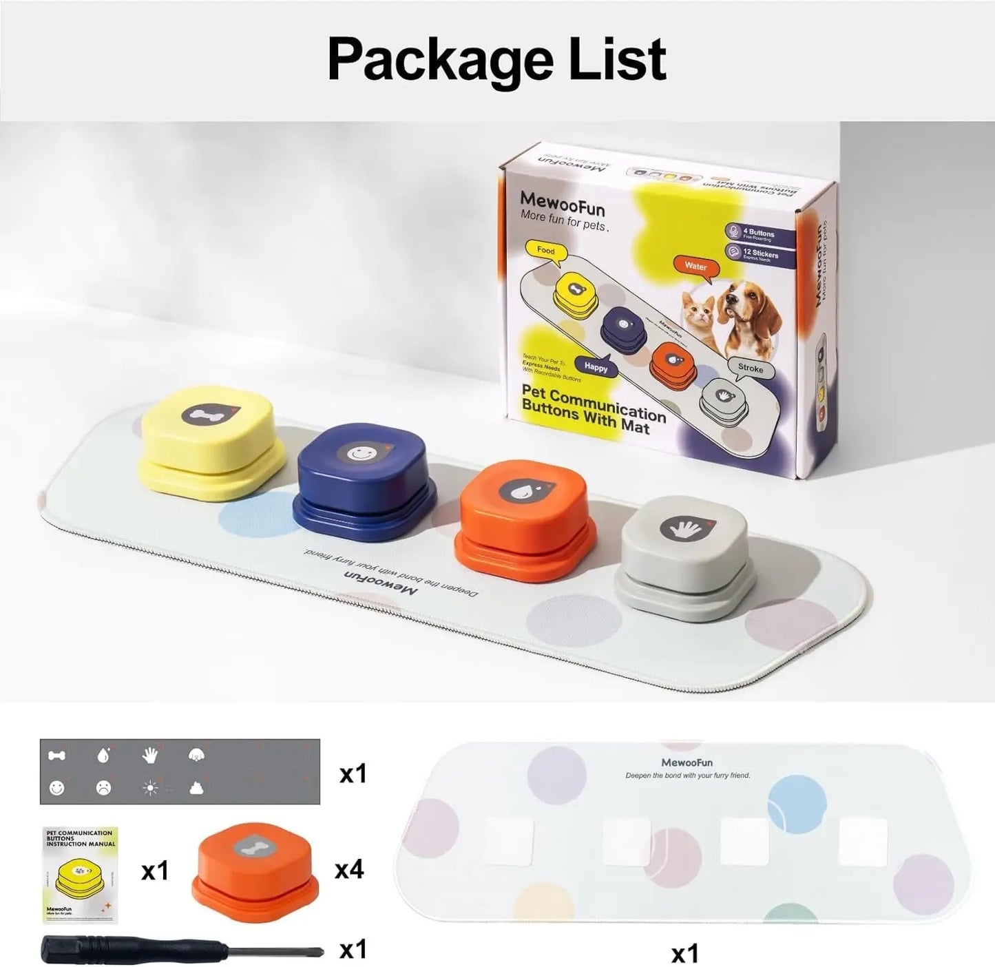Mewoofun Recordable Dog Communication Buttons Set