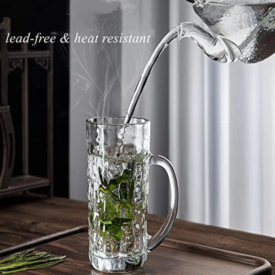 Hign-concerned Glass Beer Mugs Set With Handles For Freezer Use