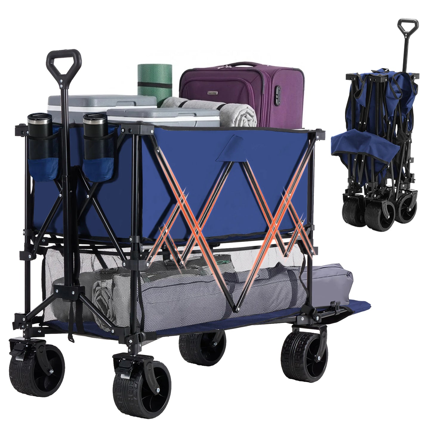 JHK Outdoor Double Decker Wagon Cart For Garden And Camping