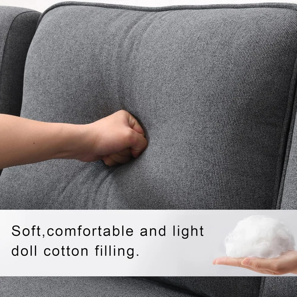 104 Inch Modern 4-Seater Linen Sofa with Pillows and Pockets