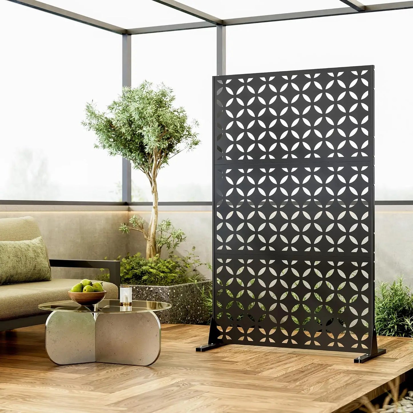 Outdoor Privacy Screen 72 Inch Modern Geometric Panels