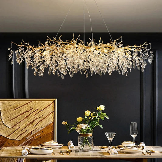 Luxury Gold Crystal LED Chandelier For Living Dining Rooms