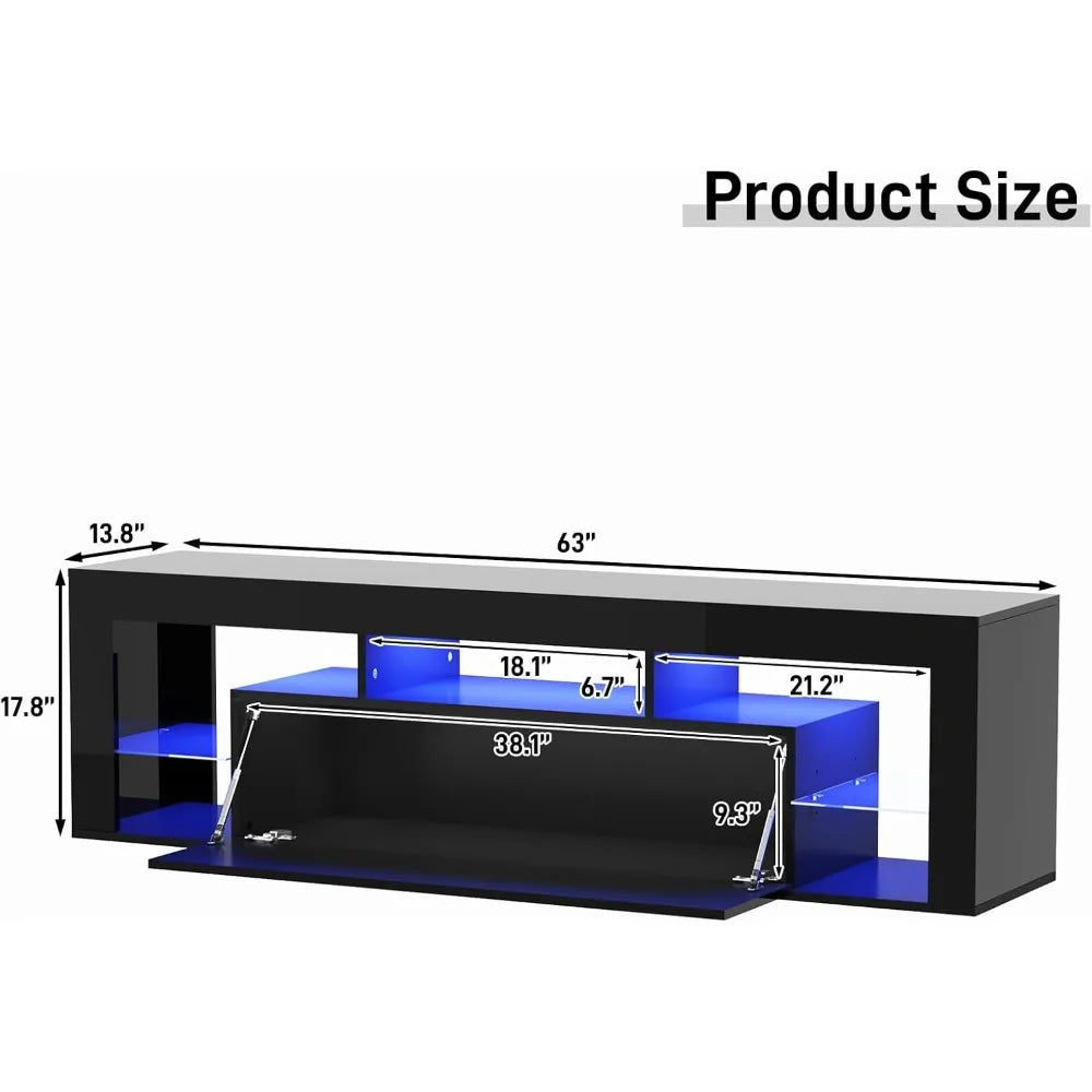 63 Inch Floating High Gloss LED TV Stand for 75 Inch TVs
