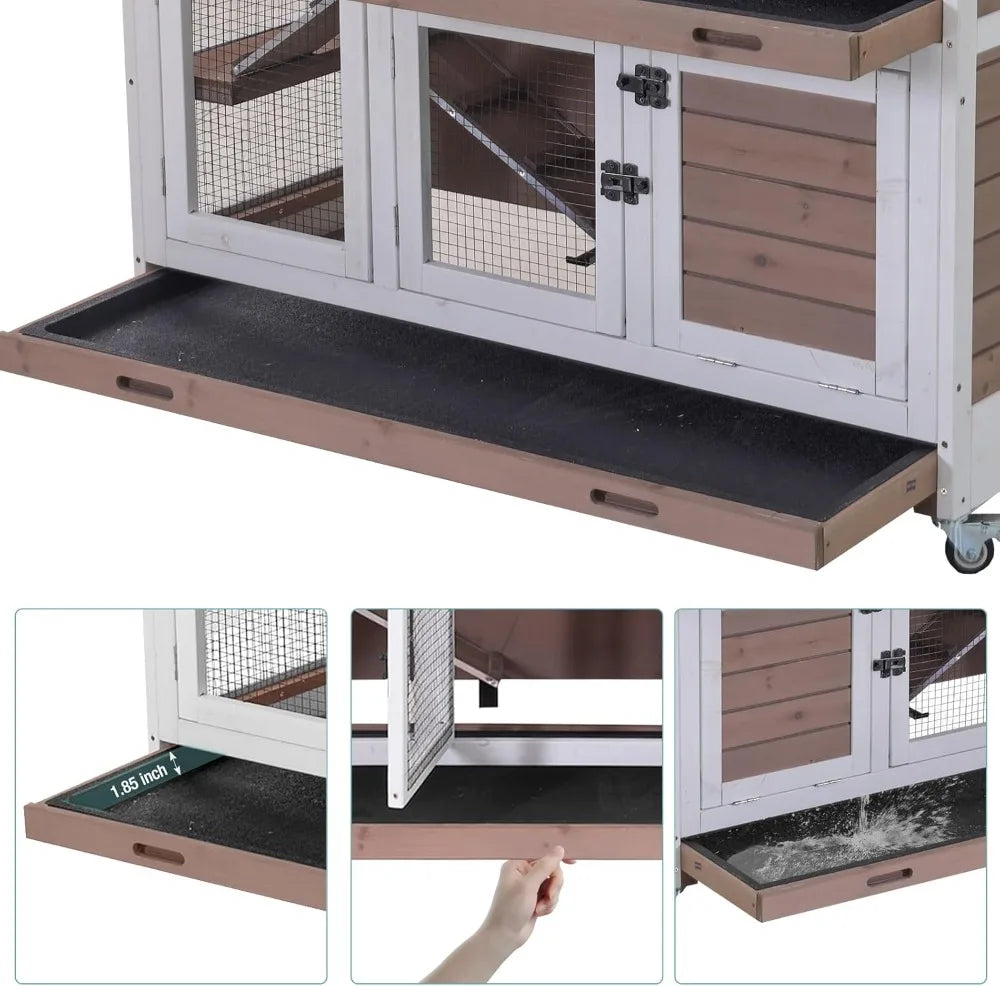 Wooden Indoor Rabbit Hutch With Ramp For Small Animals