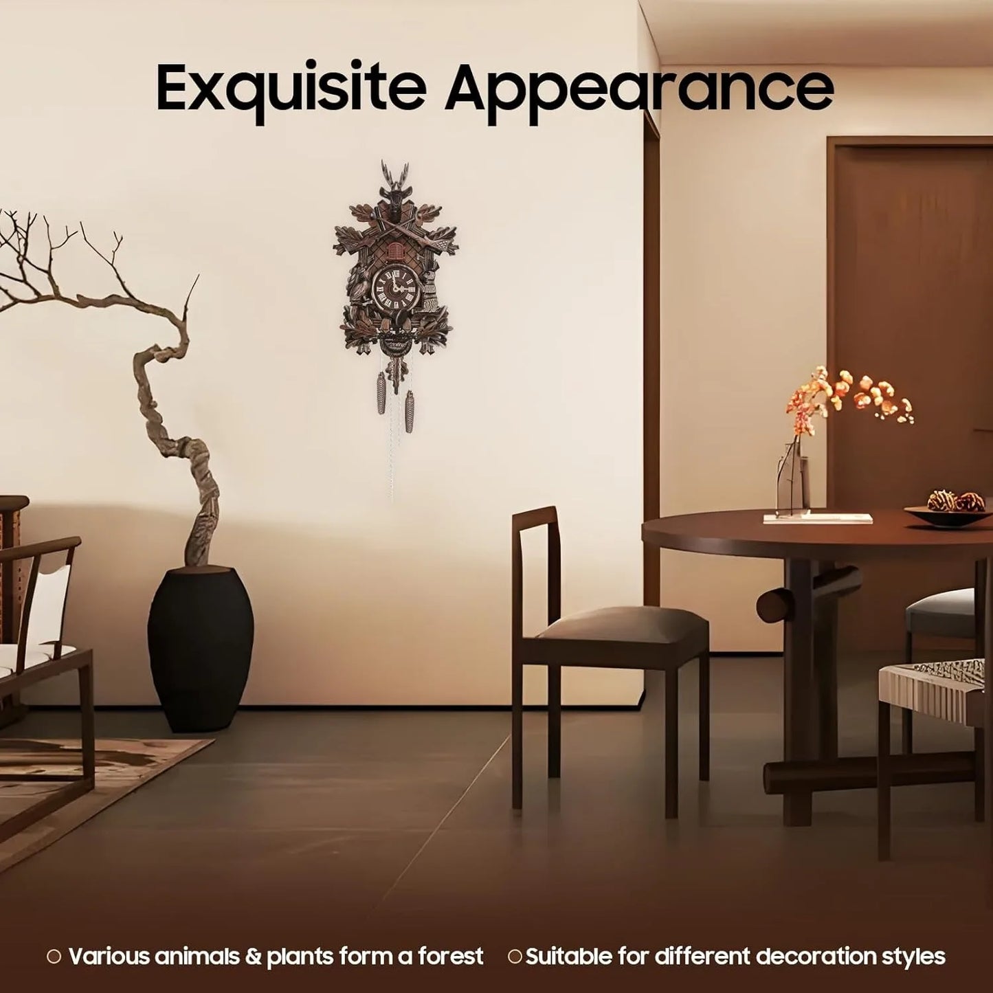 Wooden Cuckoo Clock With Pendulum Wall Clock Retro House