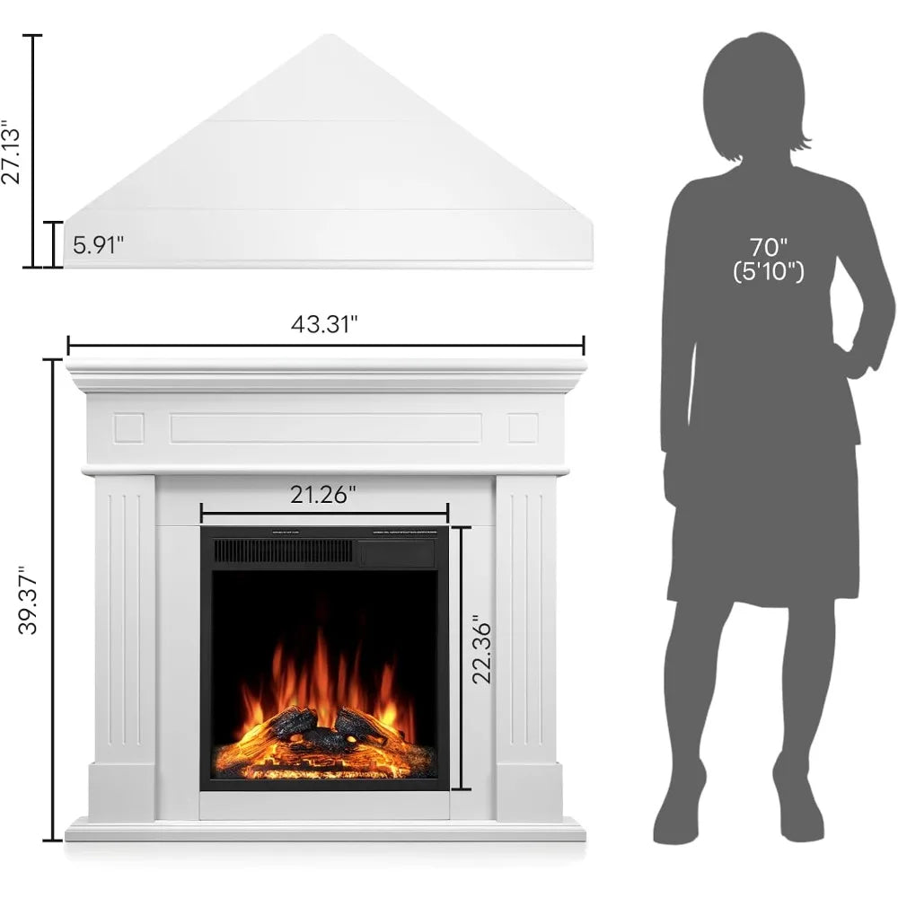 XMSJ Corner Electric Fireplace With Mantel And Remote Control