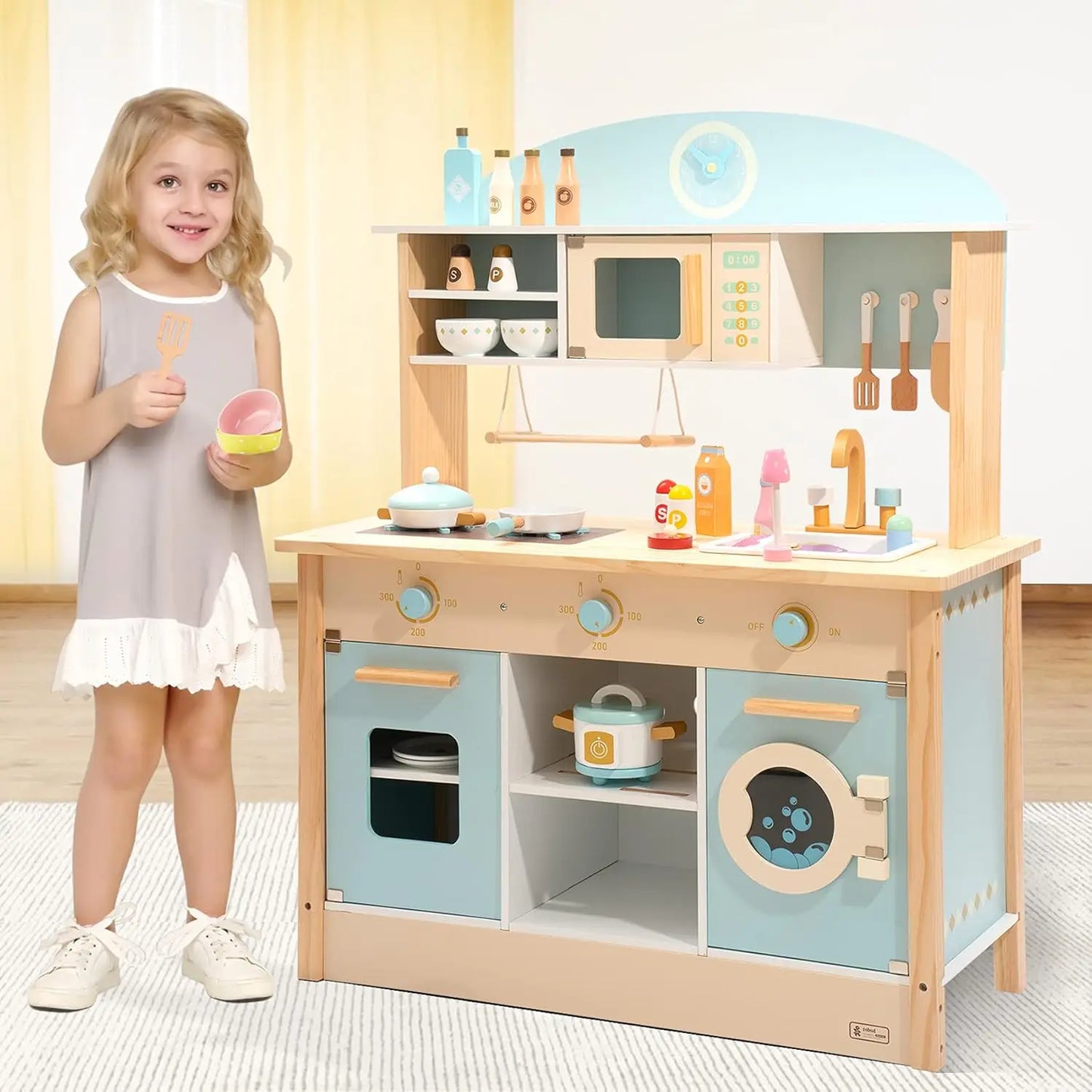 Robotime Robud Wooden Kitchen Playset For Kids With Realistic Features