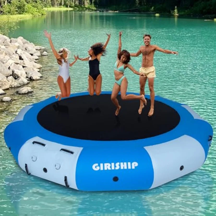 Inflatable Water Trampoline for Lakes and Pools With Rope Ladder