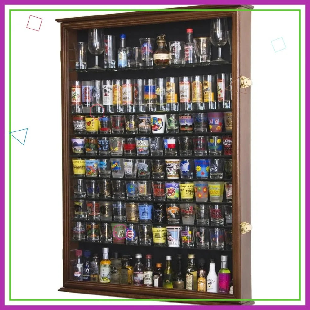 Shot Glass Display Case Lockable UV Protected Acrylic