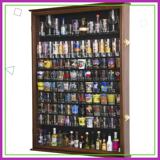Shot Glass Display Case Lockable UV Protected Acrylic