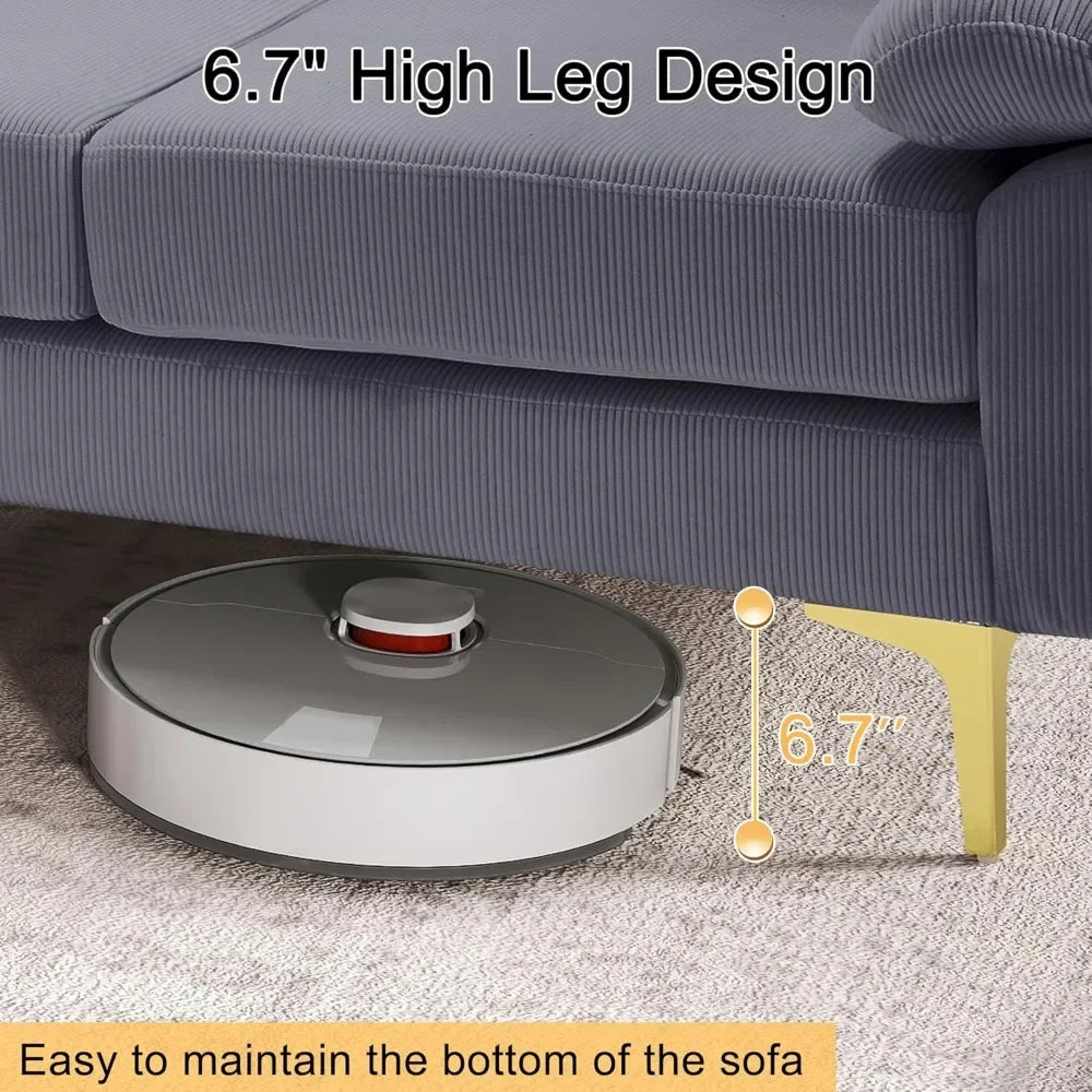 CN Guangdong Corduroy U Shaped Sofa Set With Lounge Chair