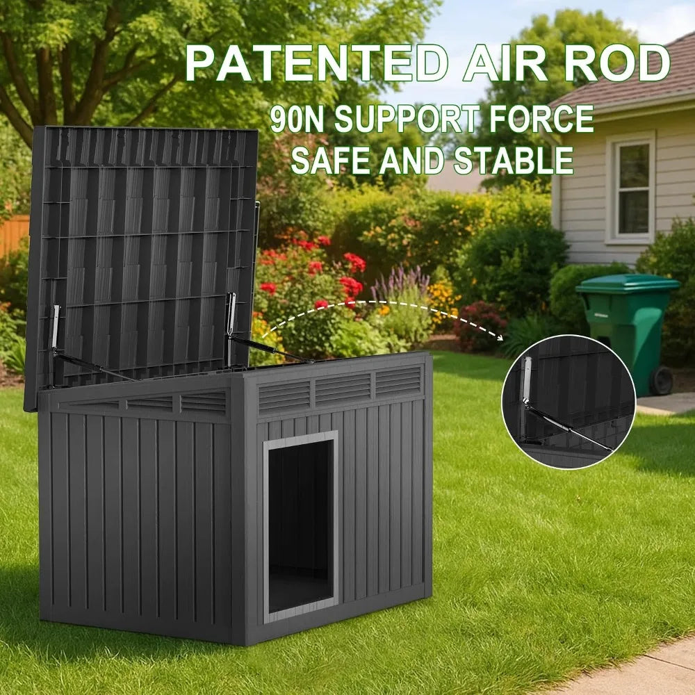 All-Weather Resin Dog House Durable Outdoor Kennel