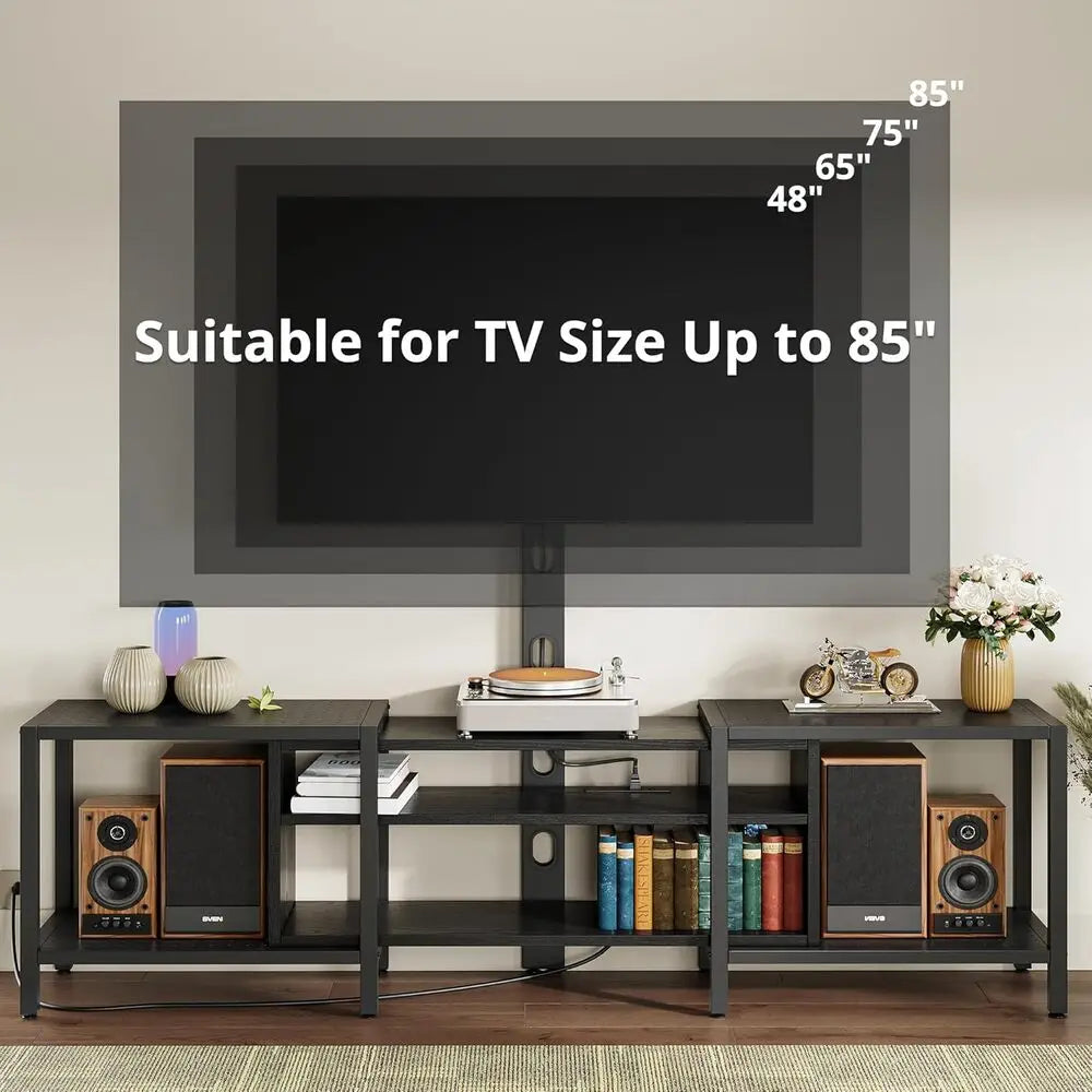 IRONCK TV Stand With Mount And Power Outlet 3 Tier Console