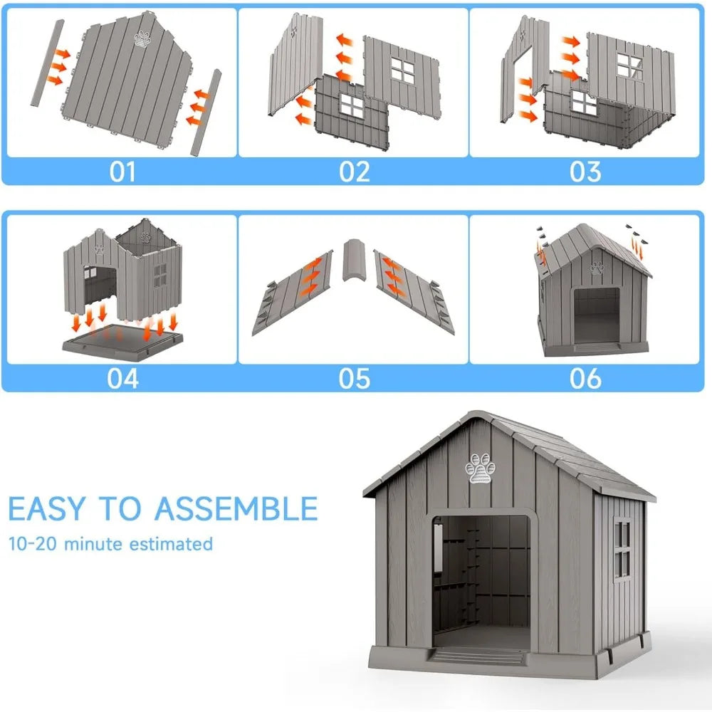 Outdoor Indoor Weatherproof Resin Dog Kennel With Air Vents