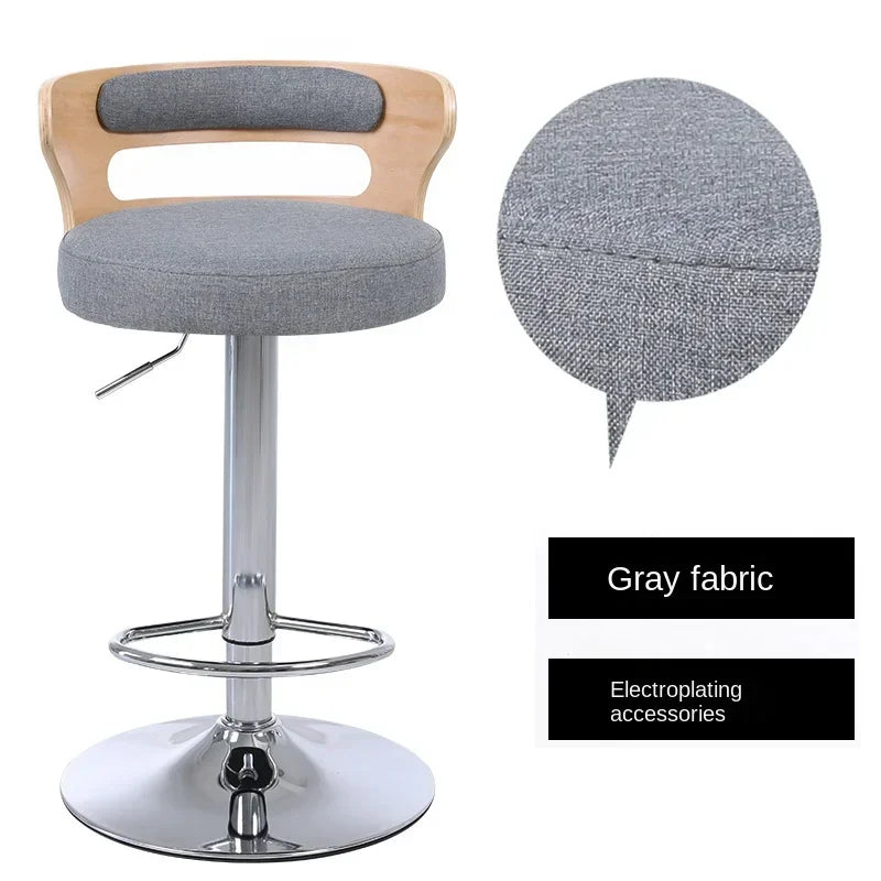 Modern Front Desk High Chair Solid Wood Bar Stool Swivel