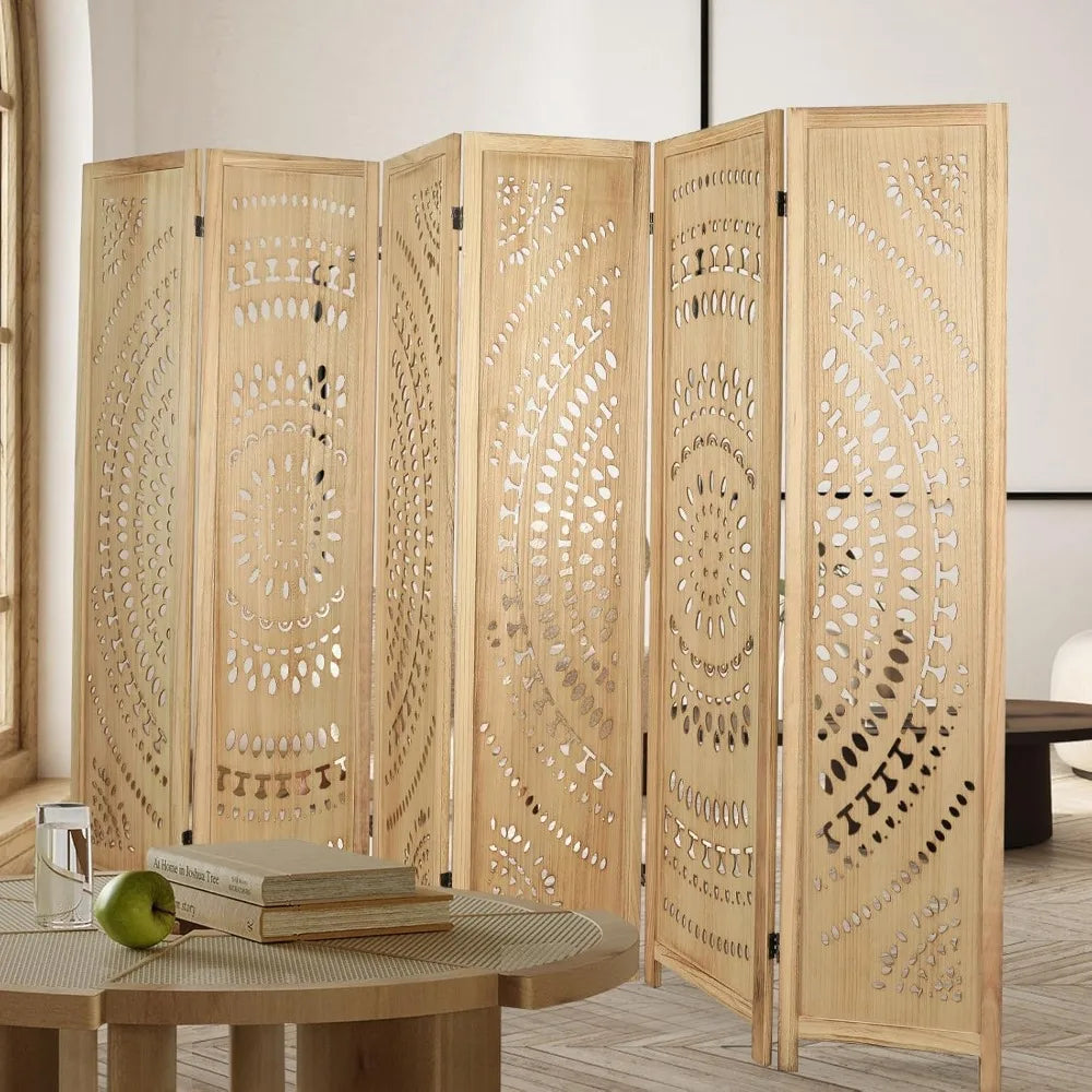 Babion 6 Panel Wood Room Divider Folding Privacy Screen