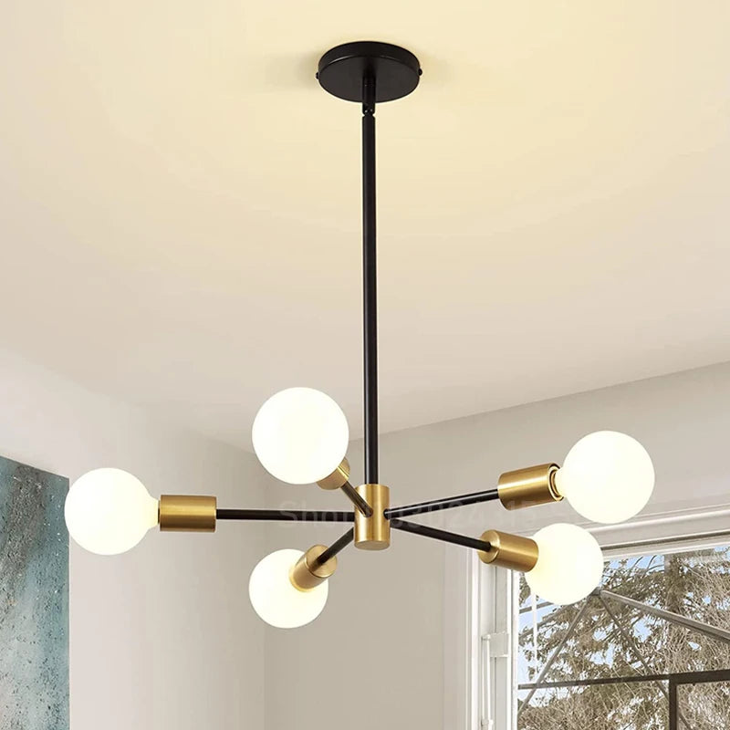Nordic Sputnik Black Gold Chandelier LED E27 Pendant Light