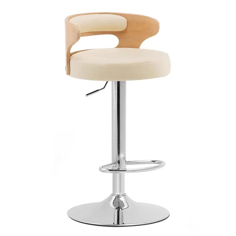 Modern Front Desk High Chair Solid Wood Bar Stool Swivel