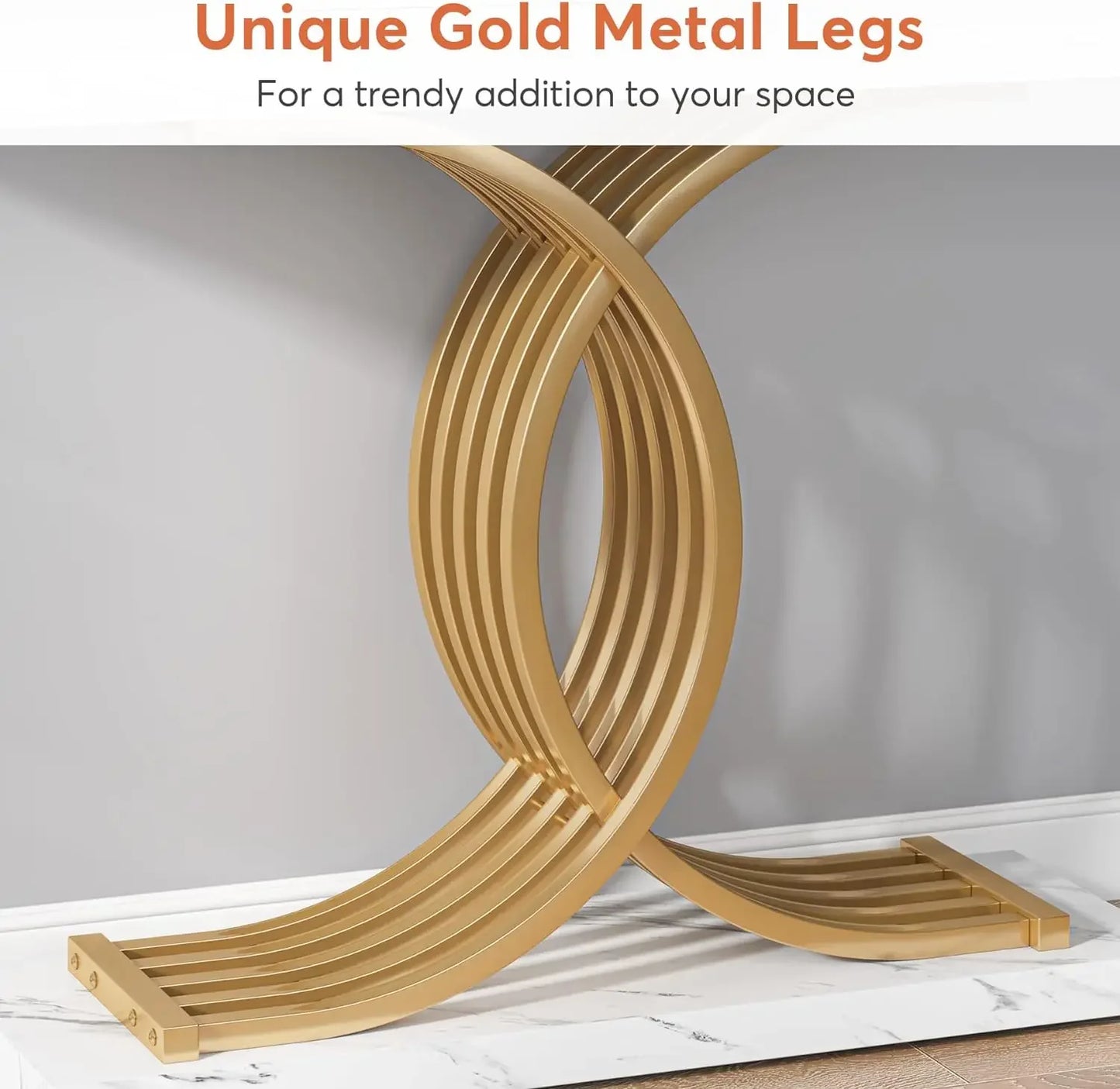 Tribesigns Modern Gold Entryway Table with Faux Marble Top
