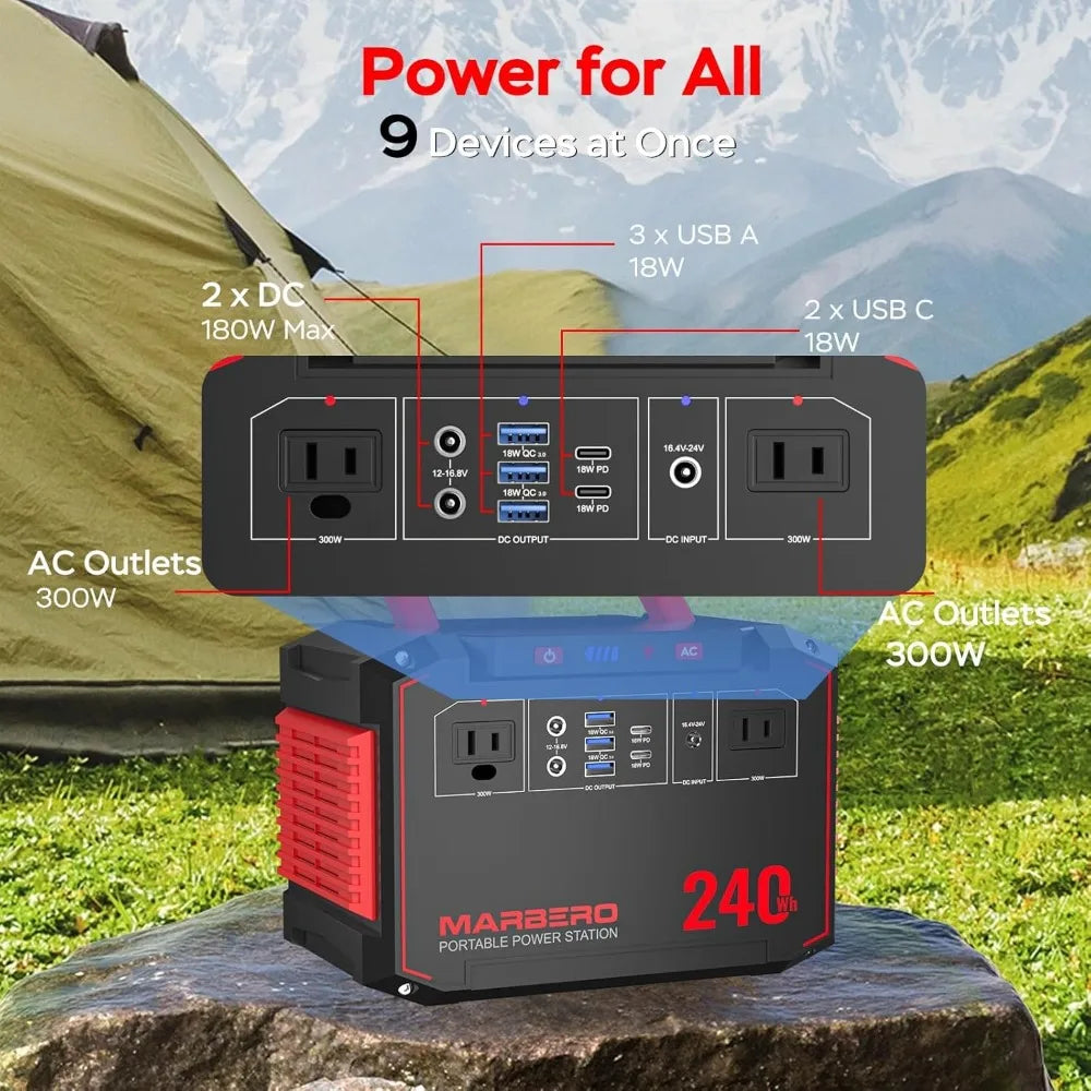 Portable Solar Generator 240Wh 300W Power Station With 60W Panel