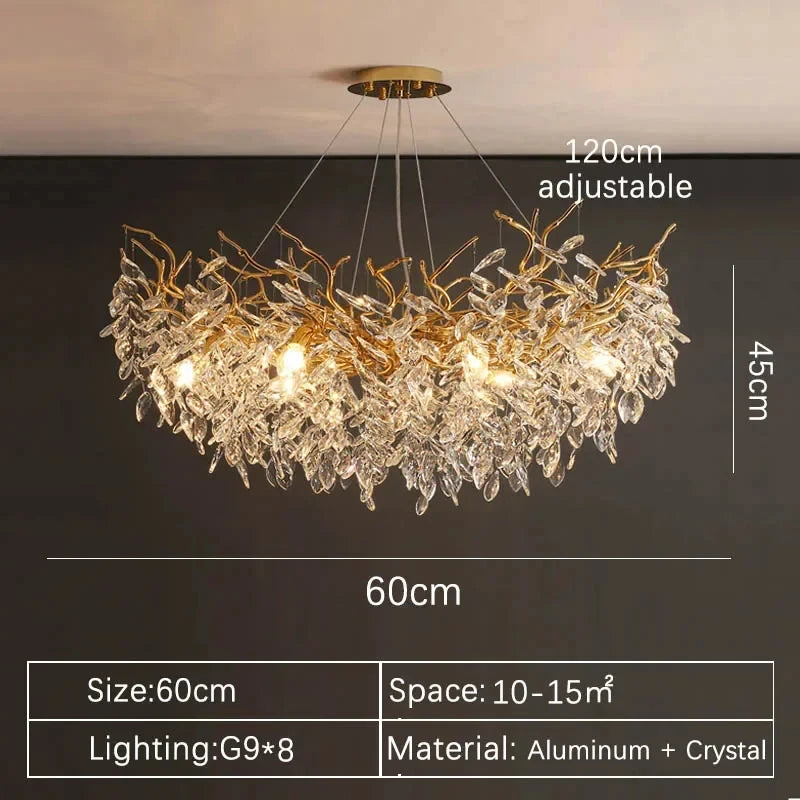 Luxury Gold Crystal LED Chandelier For Living Dining Rooms