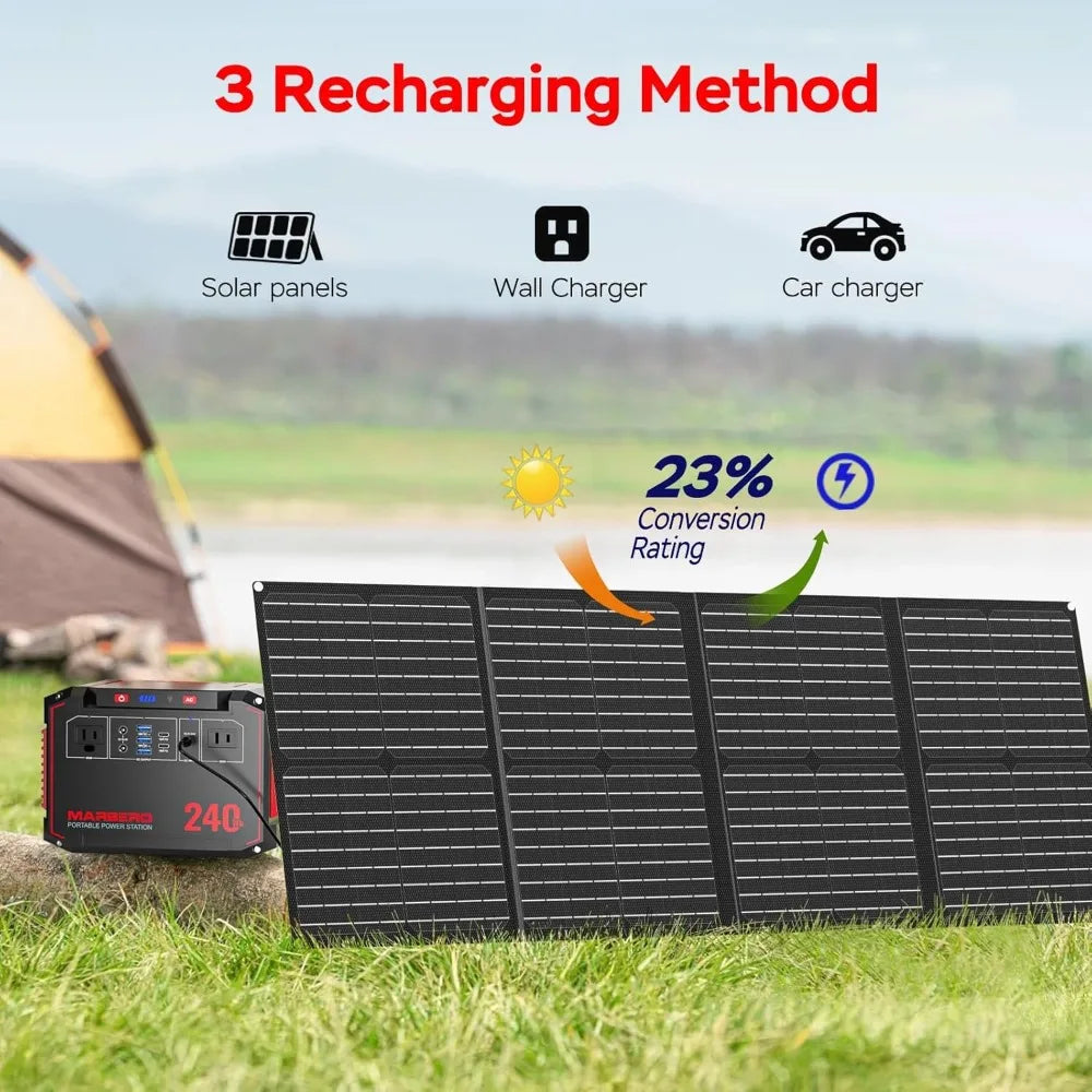 Portable Solar Generator 240Wh 300W Power Station With 60W Panel