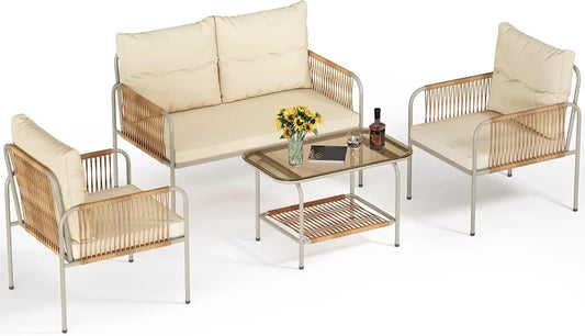 5-Piece All-Weather Outdoor Wicker Furniture Set