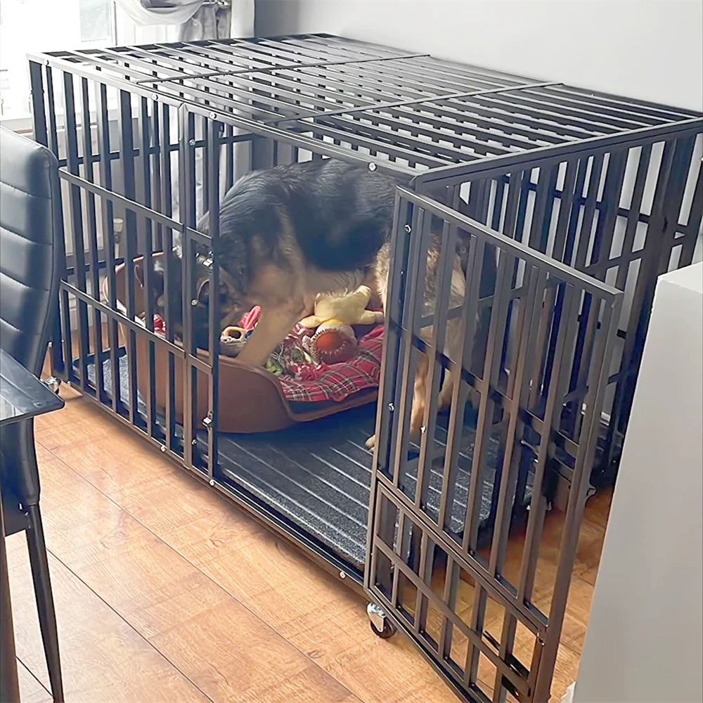 XXL Heavy Duty Dog Crate With Lockable Wheels And Tray