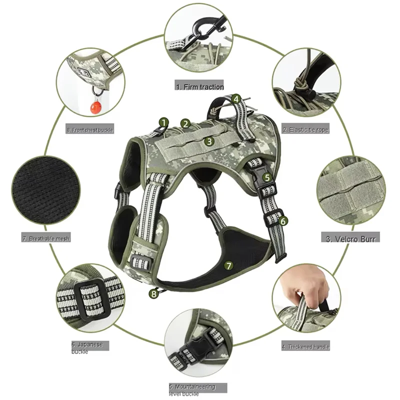 Reflective Tactical Dog Harness Adjustable No Pull Vest